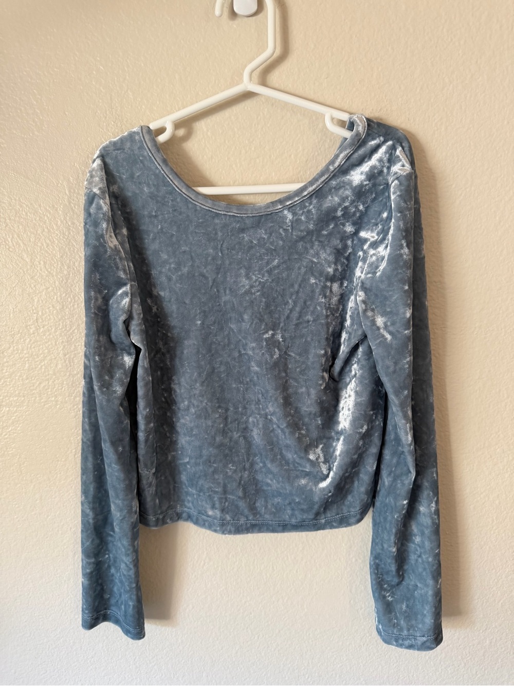 GAP Crushed Velvet Long Sleeve Top - Steel Blue